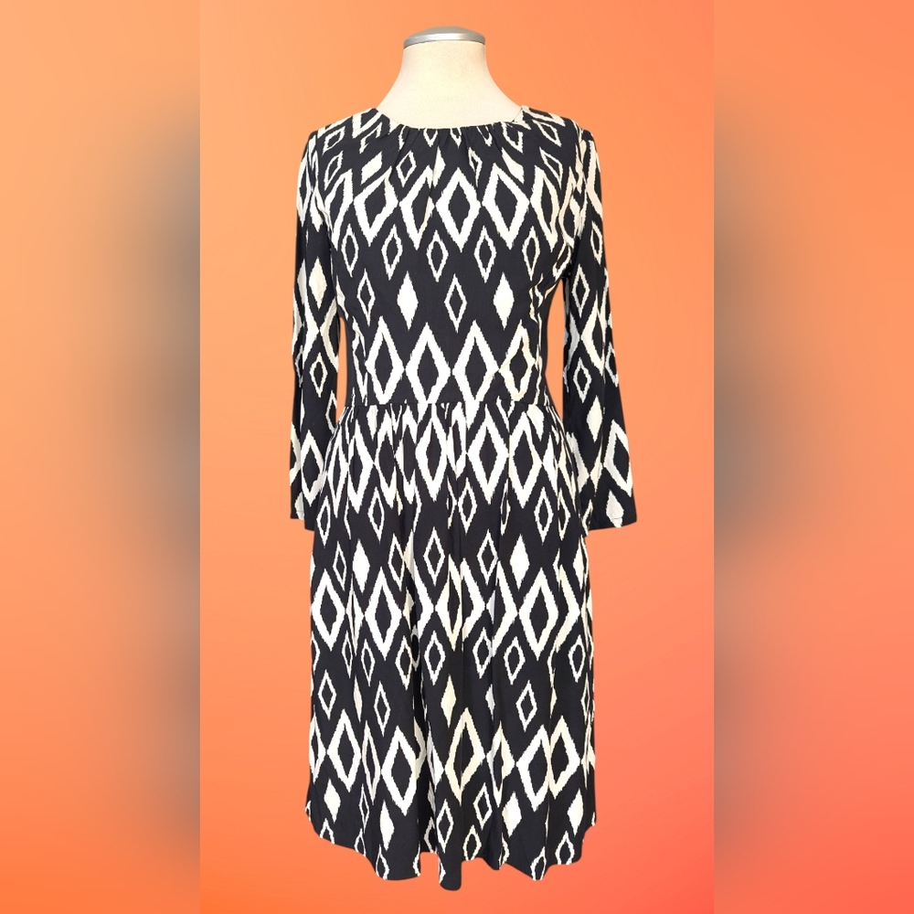 Dagg & Stacey Elegant Black and White Geometric Dress NWOT